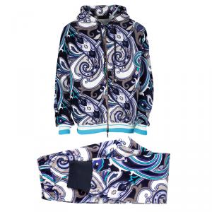 Etro Muticolor Printed Terrycloth Zip Front Sweatshirt and Jogger Pant Set L