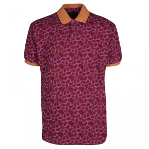 مملوكة مسبقًا Etro Pink Paisley Print Contrast Collar and Cuff Detail Polo T-Shirt XXL