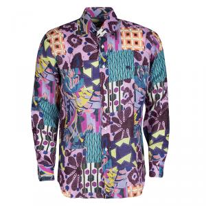 Pre Owned Etro Multicolor Printed Linen Long Sleeve Button Front Shirt M