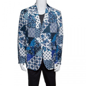 مملوكة مسبقًا Etro Multicolor Paisley Printed Linen Superleggera Minerva Blazer L