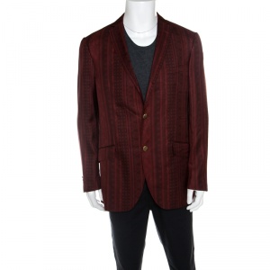 مملوكة مسبقًا Etro Red Paisley Printed Silk Minerva Blazer L