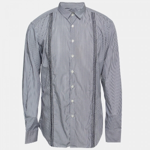 Pre Owned Etro Blue Striped Cotton Button Front Shirt XL