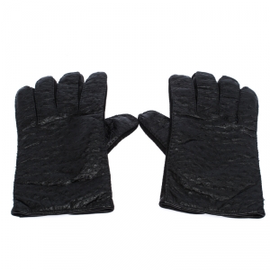 Etro Black Ostrich Gloves M