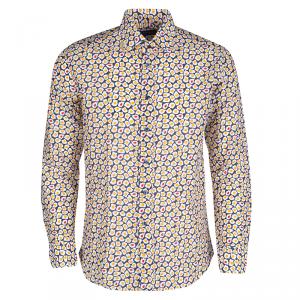 Pre Owned Etro Multicolor Printed Cotton and Silk Blend Long Sleeve Button Front Shirt M