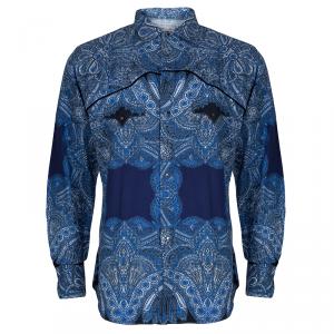 Pre Owned Etro Blue Paisley Print Long Sleeve Button-Down Cotton Shirt XXL