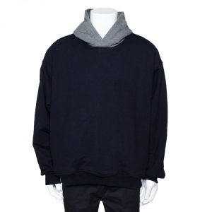 Fear of God Fifth Collection Navy Blue Cotton Hooded Sweatshirt L