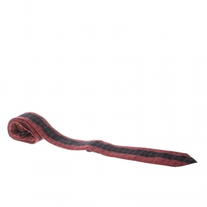 Fendi Black and Red Tile Printed Silk Tie