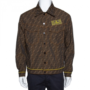 Fendi Brown Zucca Monogram Jacquard Button Front Jacket M