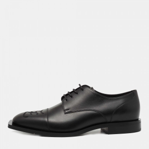 Fendi Black Leather FF Karligraphy Lace Up Derby Size 42.5