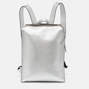 Fendi Silver Selleria Leather Slim Backpack
