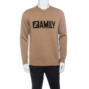 Fendi Tricolor Logo-Intarsia Virgin Wool Sweater L
