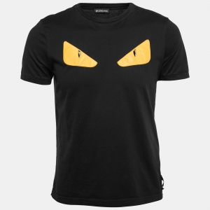 Fendi Black Cotton Studded Monster Eye T-Shirt M