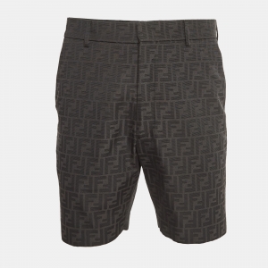 Fendi Black Monogram Jacquard Chino Shorts M