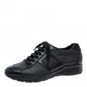 Fendi Black Zucca Canvas and Leather Sneakers Size 42.5
