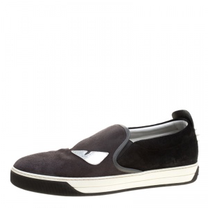 Fendi Two Tone Suede Monster Slip On Sneakers Size 44