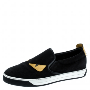 Fendi Two Tone Suede Monster Slip On Sneakers Size 44