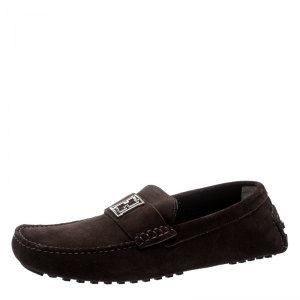 Fendi Brown Suede Logo Loafers Size 43