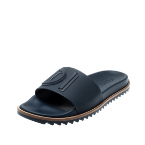 Fendi Blue TPU Fussbett Flat Slides Size 42