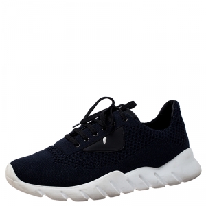 Fendi Blue Nylon Fabric Lace Up Sneakers Size 41