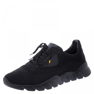 Fendi Black Knit Fabric Bag Bugs Low Top Sneakers Size 43