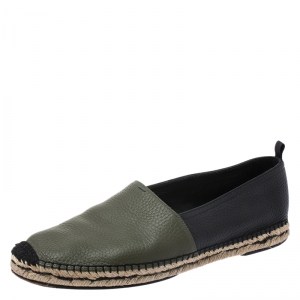 Fendi Green/Black Leather Espadrille Loafers Size 43