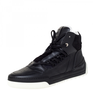 Fendi Black Leather And Suede Tank High Top Sneakers Size 42
