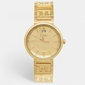 Fendi Champagne Gold Plated Stainless Steel Forever F105061101 Men's Wristwatch 39 mm 