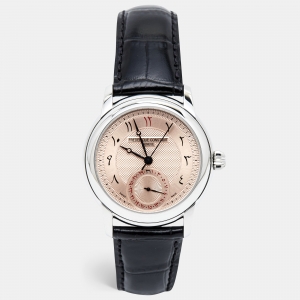 Frederique Constant Salmon Stainless Steel Embossed Leather Limited Edition Classic FC710Q4H6 Men's Wristwatch 42 mm