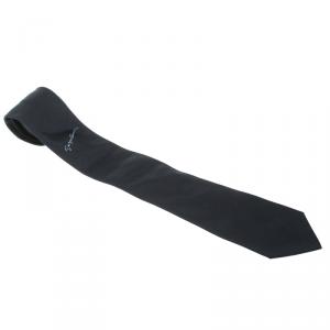 Giorgio Armani Navy Blue Textured Silk Signature Detail Traditional Tie