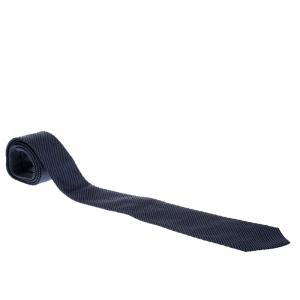 Pre Owned Giorgio Armani Dark Blue Diagonal Striped Silk Tie