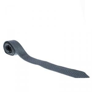 Pre Owned Giorgio Armani Blue Square Net Effect Silk Jacquard Tie