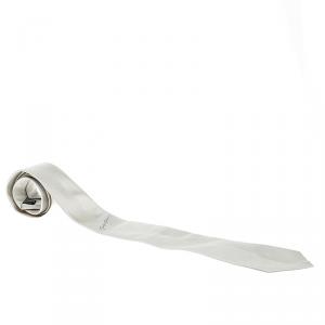 Pre Owned Giorgio Armani Grey Textured Signature Detail Silk Tie