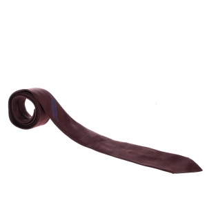 Pre Owned Giorgio Armani Garnet Red Signature Logo Detail Silk Tie