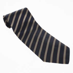 Pre Owned Giorgio Armani Black Striped Silk Tie