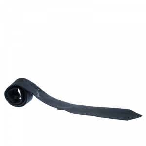 Pre Owned Giorgio Armani Navy Blue Signature Logo Detail Silk Tie