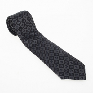 Pre Owned Giorgio Armani Black Silk Monogram Tie