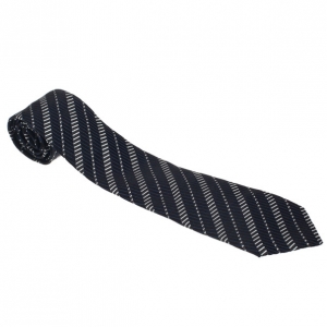 Pre Owned Giorgio Armani Black and Blue Zig Zag Print Silk Tie