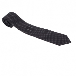 Giorgio Armani Black Polka Dot Woven Silk Tie
