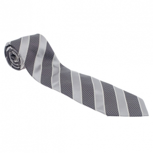 Pre Owned Giorgio Armani Grey Striped Silk Tie