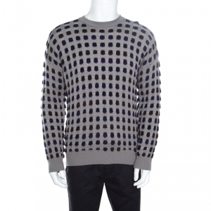 Giorgio Armani Grey Textured Dotted Sweater XL