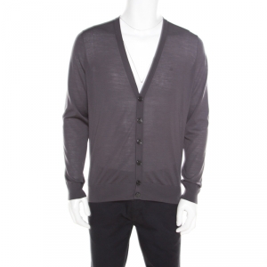 Giorgio Armani Grey Wool Cardigan XL