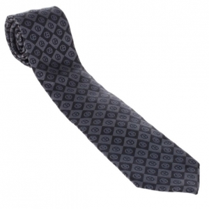 Pre Owned Giorgio Armani Black Silk Monogram Tie