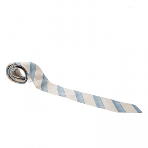Giorgio Armani Beige and Blue Diagonal Striped Silk Traditional Tie