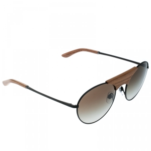 Giorgio Armani Brown Wood / Grey Gradient AR6017 - T- K Aviator Sunglasses