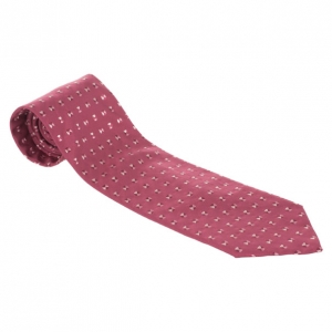 Pre Owned Giorgio Armani Pink Woven Silk Tie