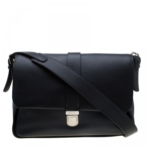 Giorgio Armani Navy Blue Leather  Limited Edition Bugatti Messenger Bag