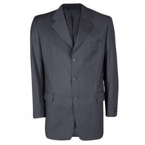 Pre Owned Giorgio Armani Super 150's Vitale Barberis Canonico Grey Pinstriped Blazer XXL