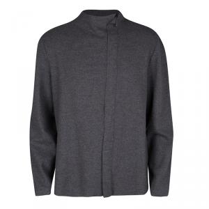 Giorgio Armani Grey Wool Zip Front Cardigan XXL
