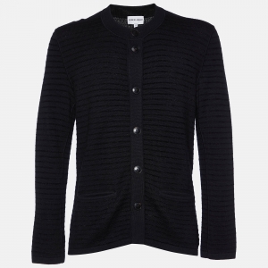 Giorgio Armani Black Wool Knit Button Front Cardigan XL