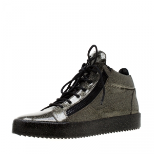 Giuseppe Zanotti Metallic Gold/Black Anthracite May London High Top Sneakers Size 45